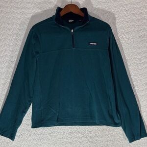 Lands' End Men's Teal Quarter-Zip Fleece Pullover